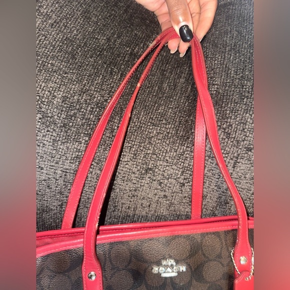 Used coach tote red and brown - Picture 4 of 10